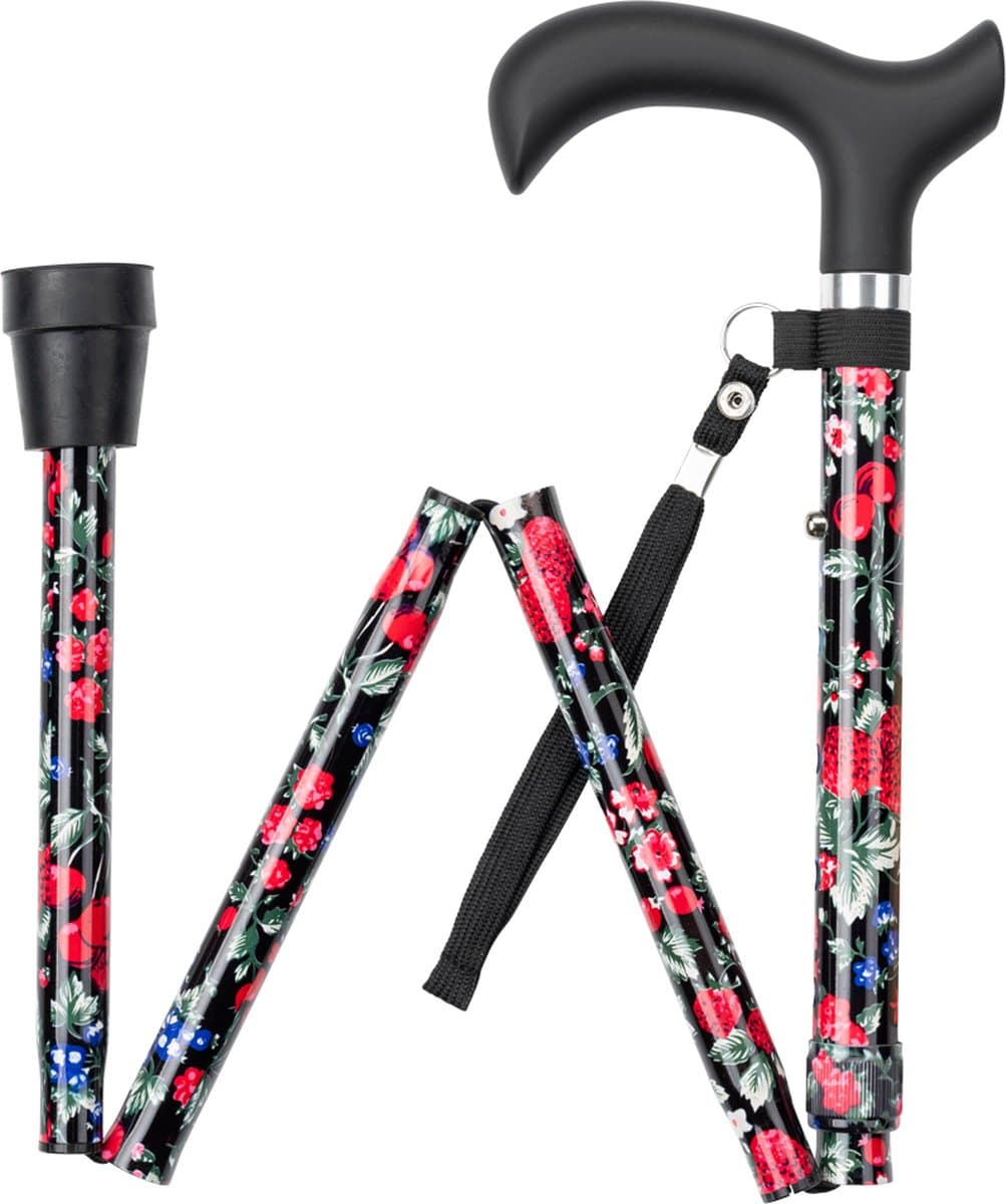 Multimotion opvouwbare wandelstok bloemen en fruit print