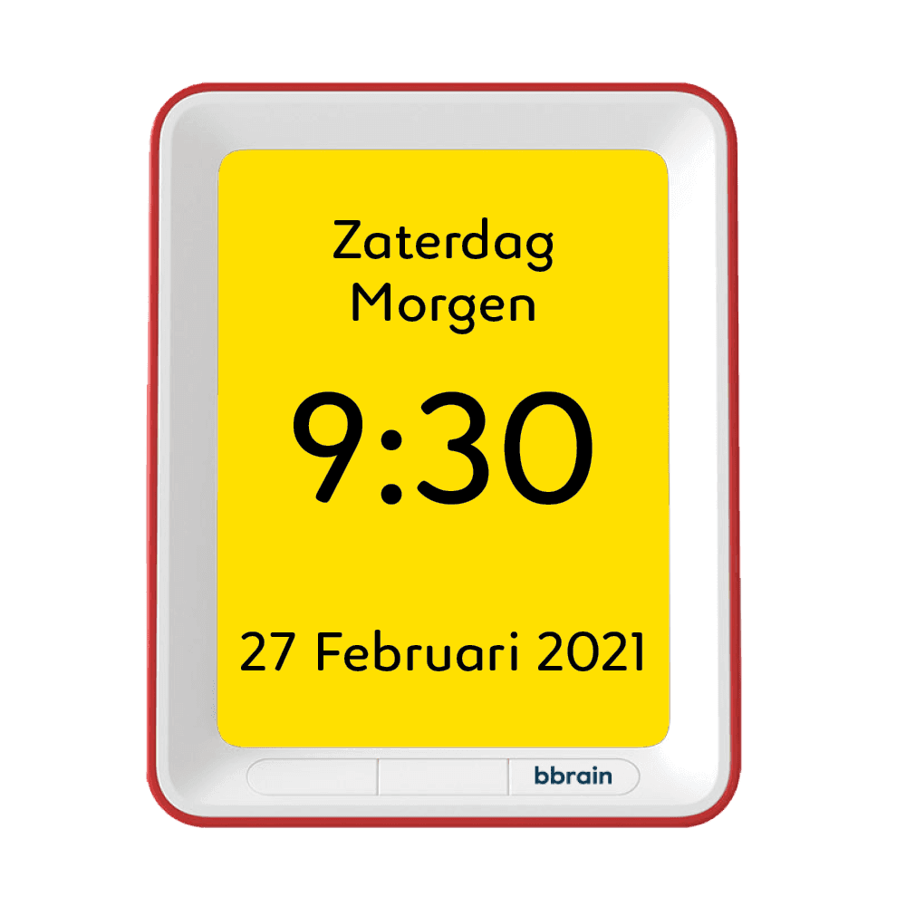 BBrain sprekende klok makkelijk in gebruik gele achtergrond voor slechtziende mensen