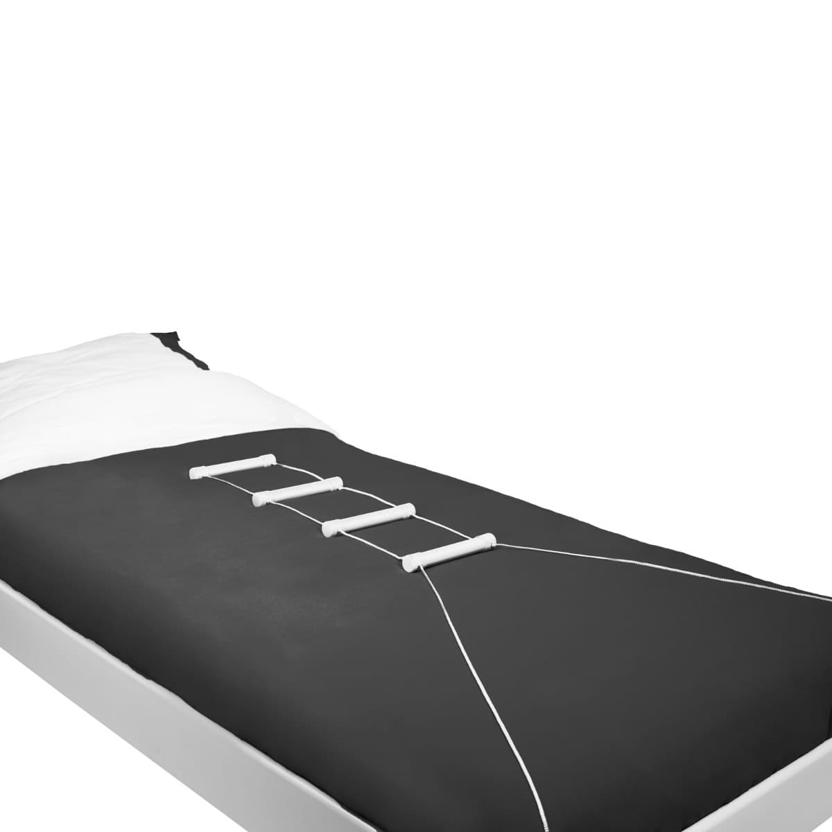 Bedtouwladder wit overeind komen in bed