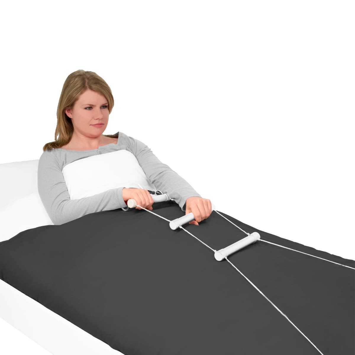 Bedtouwladder wit overeind komen in bed