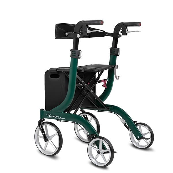 Travixx Deluxe limited edition rollator Britisch Racing Green groen schuin achteraanzicht
