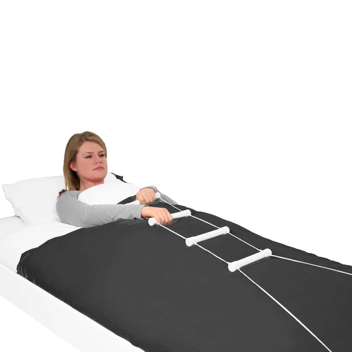 Bedtouwladder wit overeind komen in bed