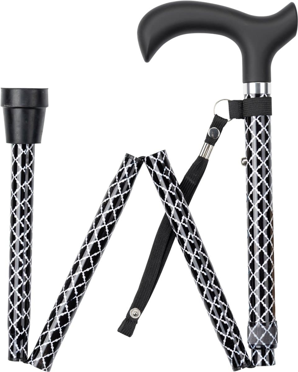 Multimotion opvouwbare wandelstok zwart wit geruit