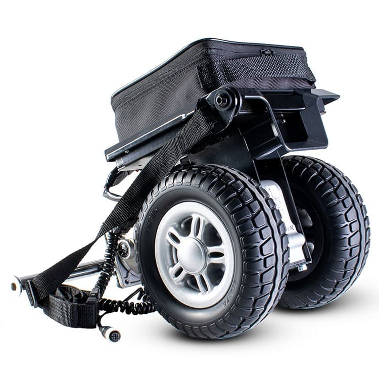 Excel Click & Go Lite II elektrische duwondersteuning rolstoel zijaanzicht focus diep wielprofiel