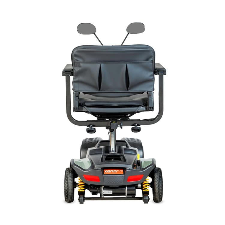 Demontabele scootmobiel Xena EVO 4 groen achteraanzicht reflectoren, anti-kiep wielen en vering