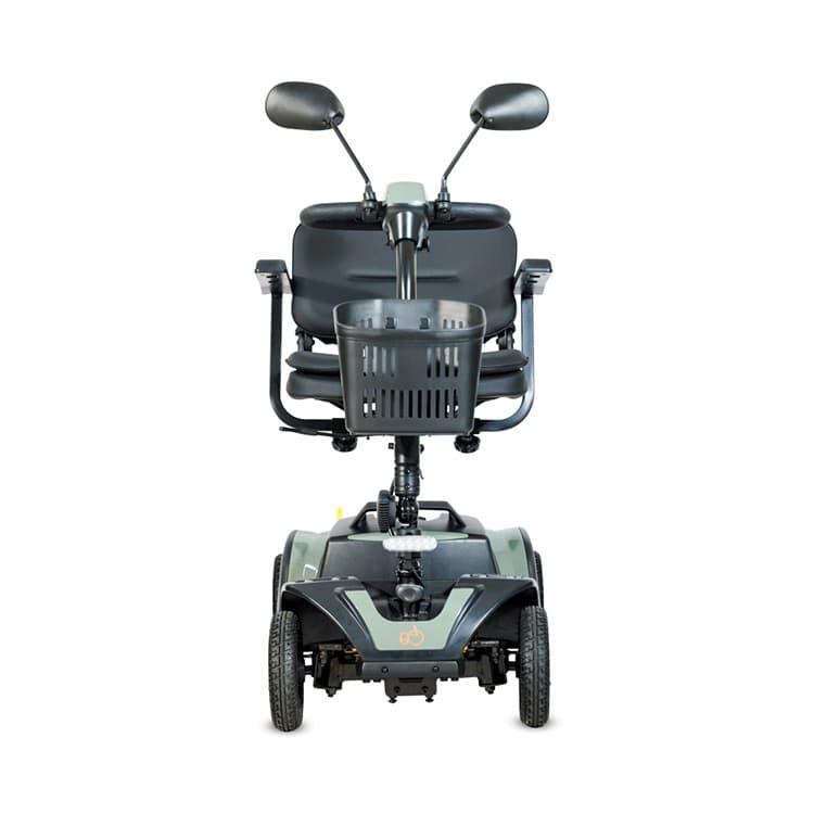 Demontabele scootmobiel Xena EVO 4 groen voorkant met spiegels