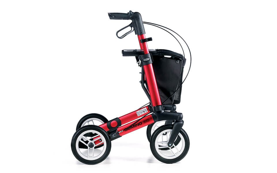 Gemino 30 Comfort rollator rood zijaanzicht