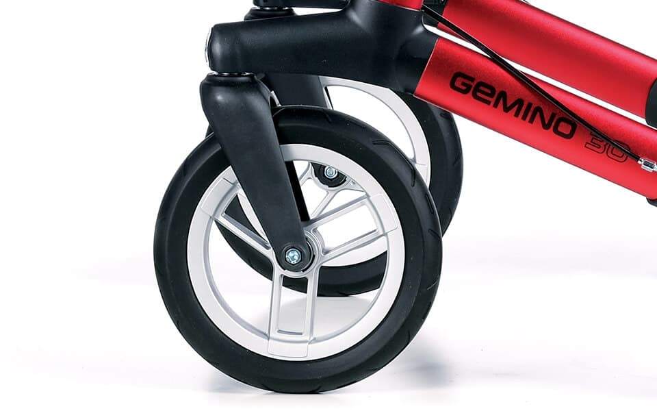 Gemino 30 Comfort rollator rood detail wielen