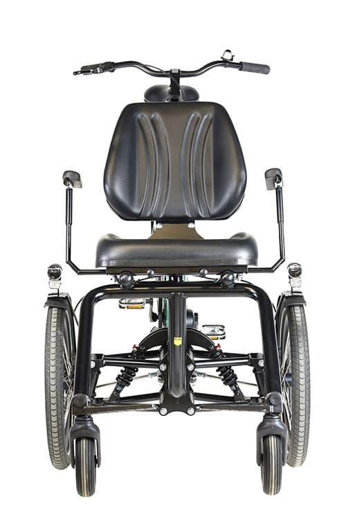 Huka Diaz rolstoelfiets met afneembare rolstoel vooraanzicht zwart