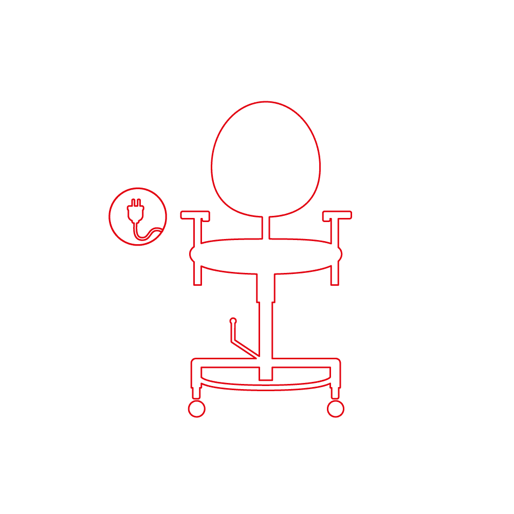 Trippelstoel, elektrisch verstelbaar standaard