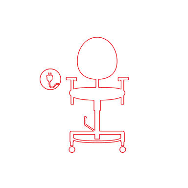 Trippelstoel, elektrisch verstelbaar standaard