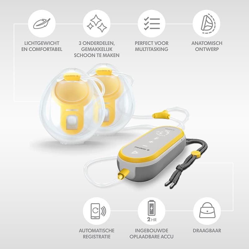 Medela Freestyle hands-free borstkolf USPS anatomisch, lichtgewicht, oplaadbare accu, draagbaar, weinig onderdelen en perfect voor multitasking
