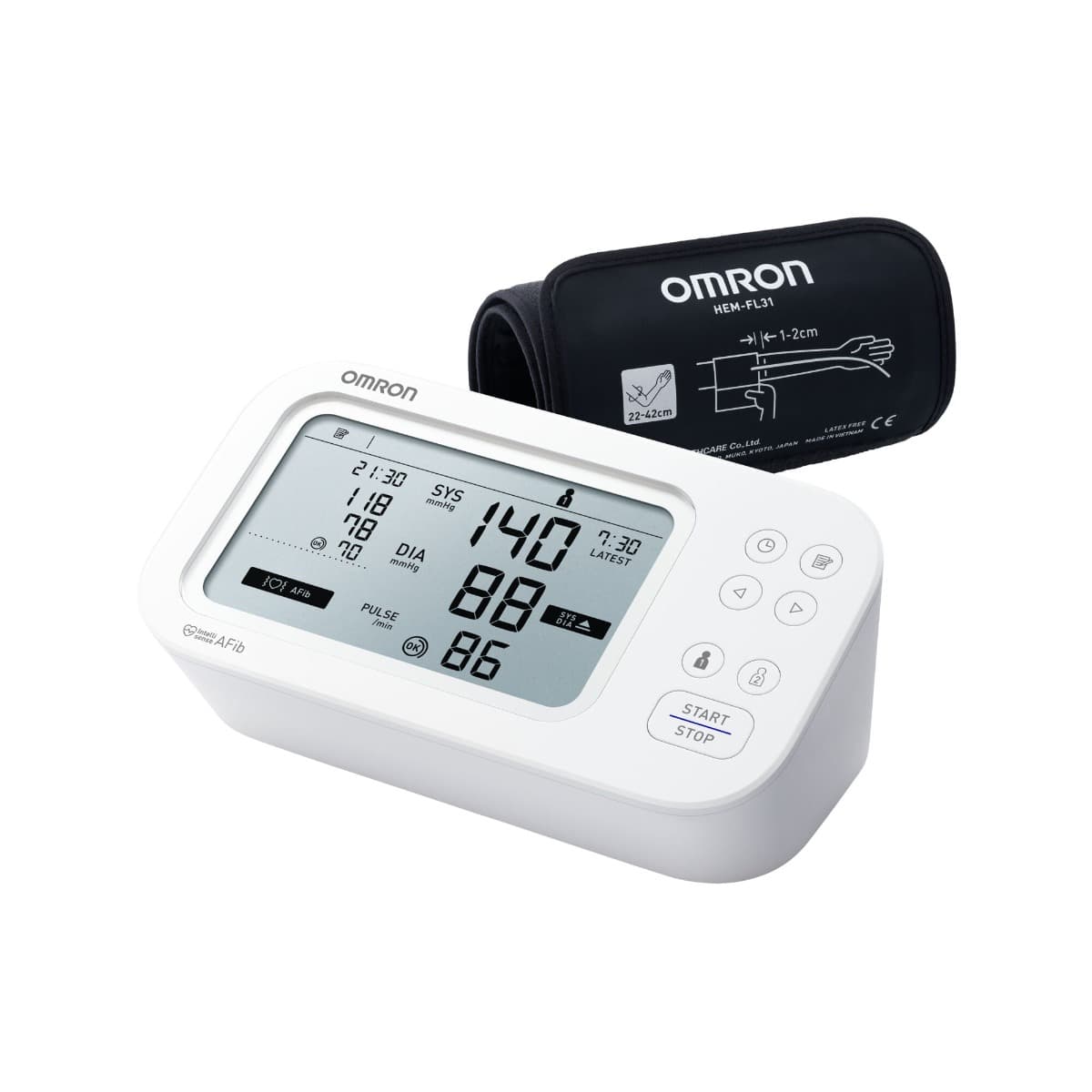Display en manchet van de Omron M6 AFib bloeddrukmeter
