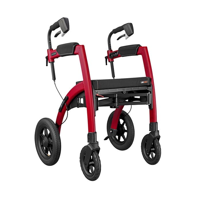 rollz motion performance rollator en rolstoel in 1 rood