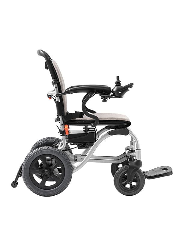 Elektrische rolstoel opklapbaar en lichtgewicht Excel X50R+ zijaanzicht