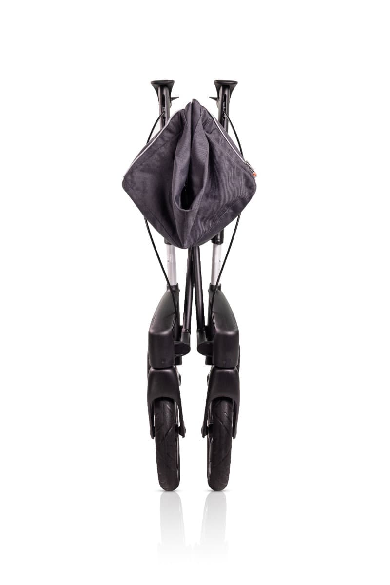Topro Olympos ATR Slim rollator zilver met zwarte accenten opgevouwen