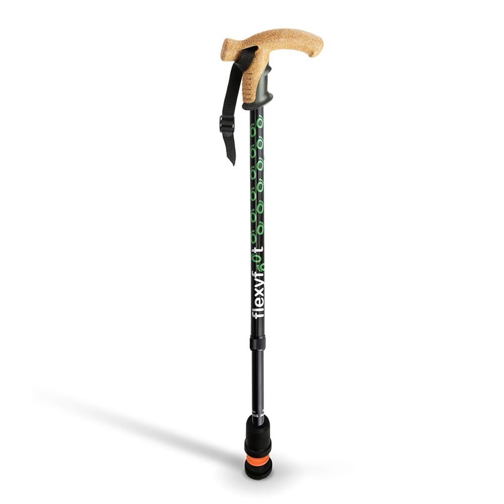 Flexyfoot wandelstok zwart - gehele stok