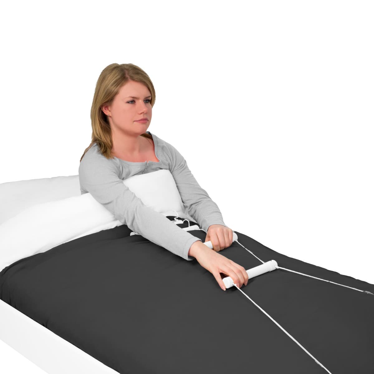 Bedtouwladder wit overeind komen in bed