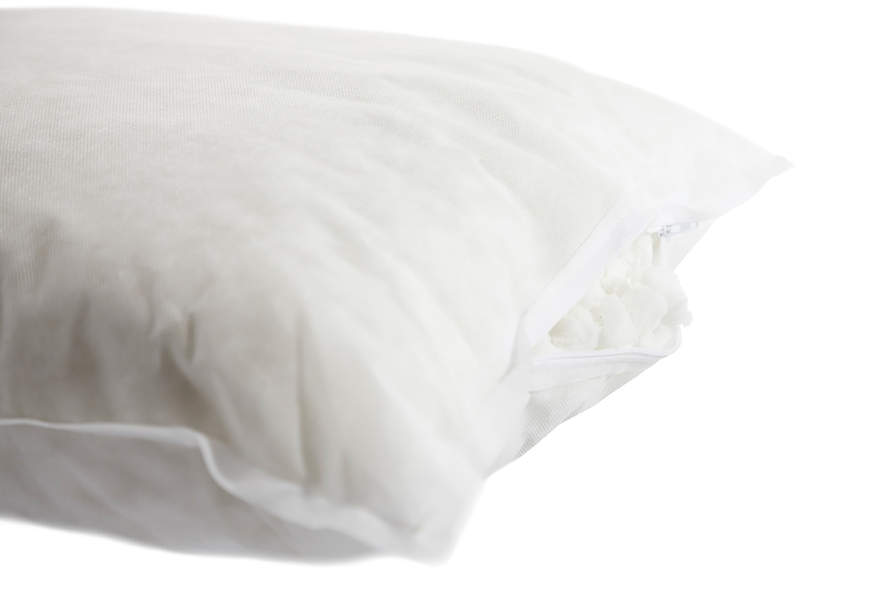 Deron Comfort Pillow Hoofdkussen vlokken sensidenseschuim zoom op schuim vanuit open rits in kussen