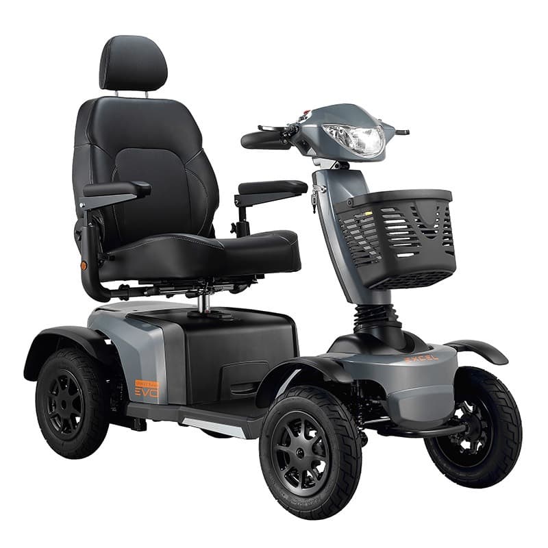 Scootmobiel Galaxy Deluxe II EVO grijs schuin voor aanzicht