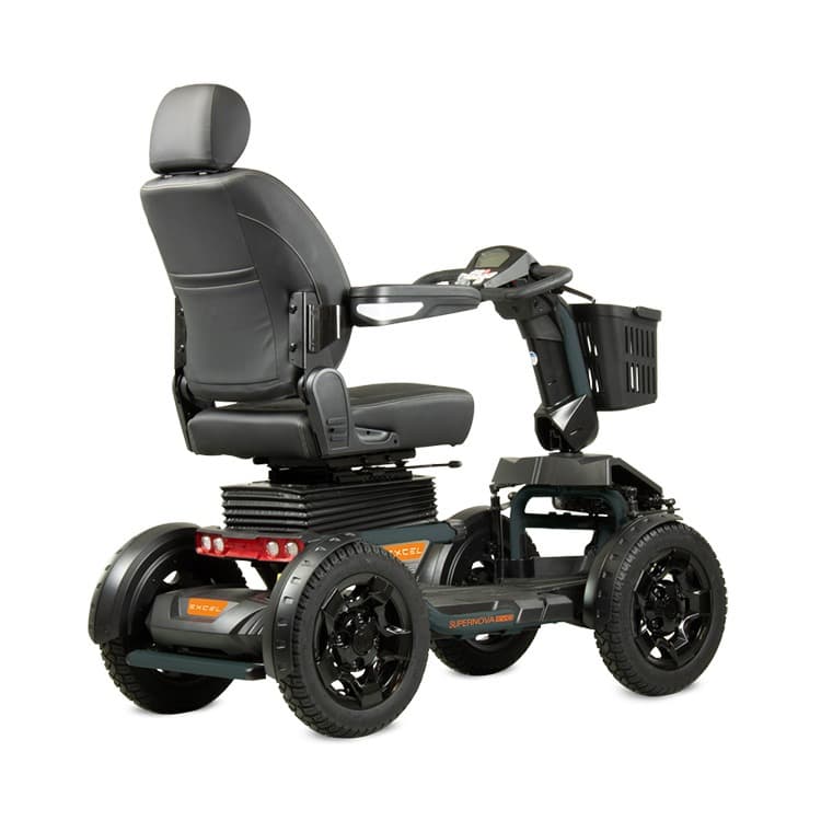Excel Supernova scootmobiel nebula green groene scootmobiel maxi formaat schuinachter aanzicht achterkant met verlichting