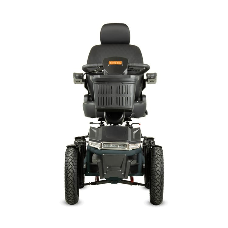 Excel Supernova scootmobiel nebula green groene scootmobiel maxi formaat voorkant met voorlicht en mand