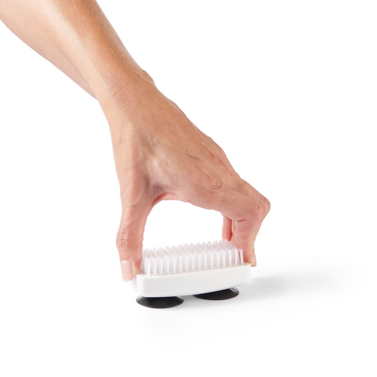 Nagelborstel op zuignap wit eenvoudig op te pakken met één hand
