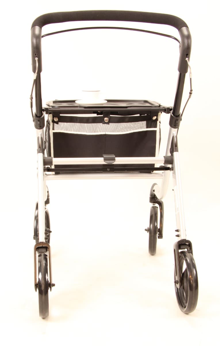 Premis Alino hybride rollator zilver achteraanzicht