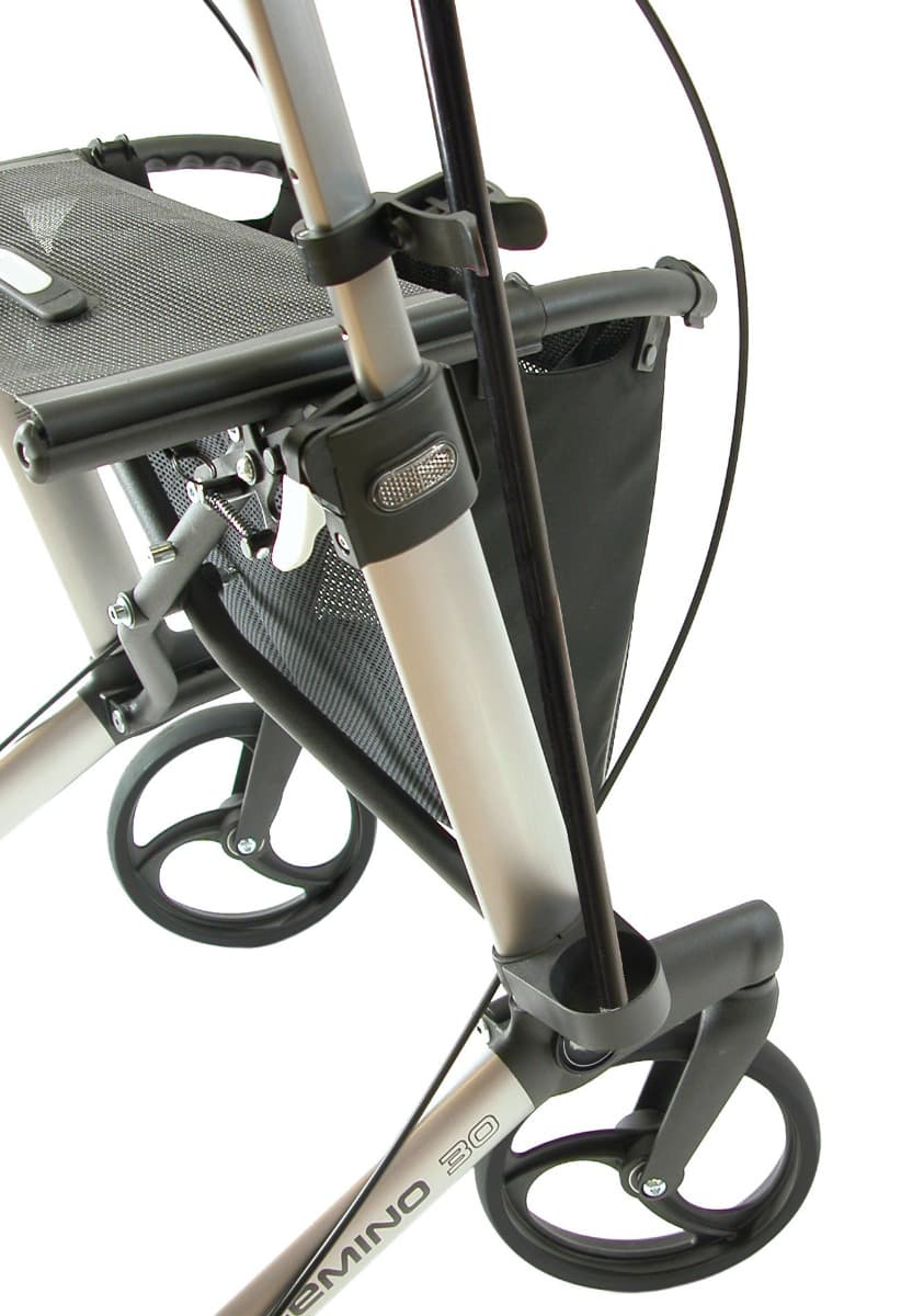Stokhouder voor rollator Gemino zwart. Bevestiging aan de zijkant van het frame.