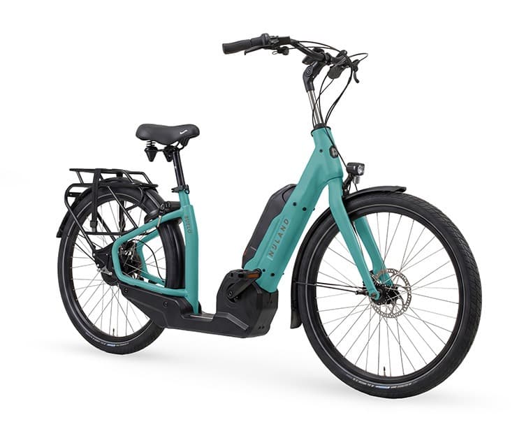 Nijland Suelo lage instap fiets turquoise met zwart twee wielen
