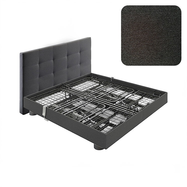 Deron Timeless Deluxe tweepersoons hoog-laagbed antraciet verstelbare lattenbodem met wielkappen met hoofdbord (niet standaard inbegrepen)