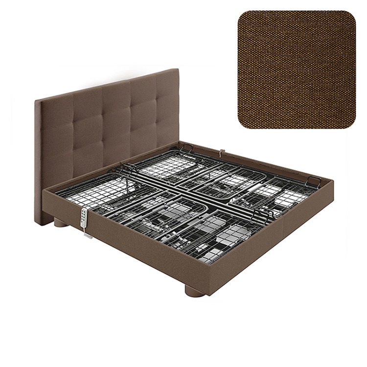 Deron Timeless Deluxe tweepersoons hoog-laagbed taupe verstelbare lattenbodem met wielkappen met hoofdbord (niet standaard inbegrepen)