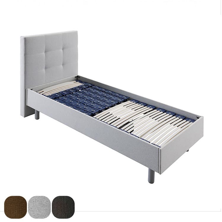 Deron Timeless Easy boxspring eenpersoons lichtgrijs bed met kleurstalen taupe, lichtgrijs en antraciet
