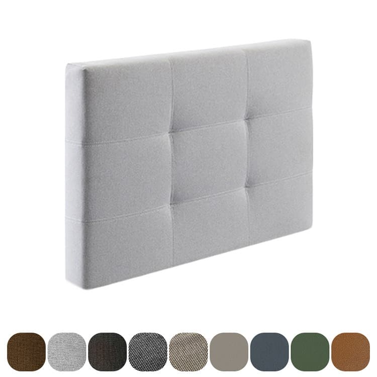Deron hoofdbord Timeless en Timeless deluxe lichtgrijs met stofstalen onder in beeld taupe, lichtgrijs, antraciet, maya antraciet, maya beige, taupe leer, blauw leer, olijf leer en cognac leer