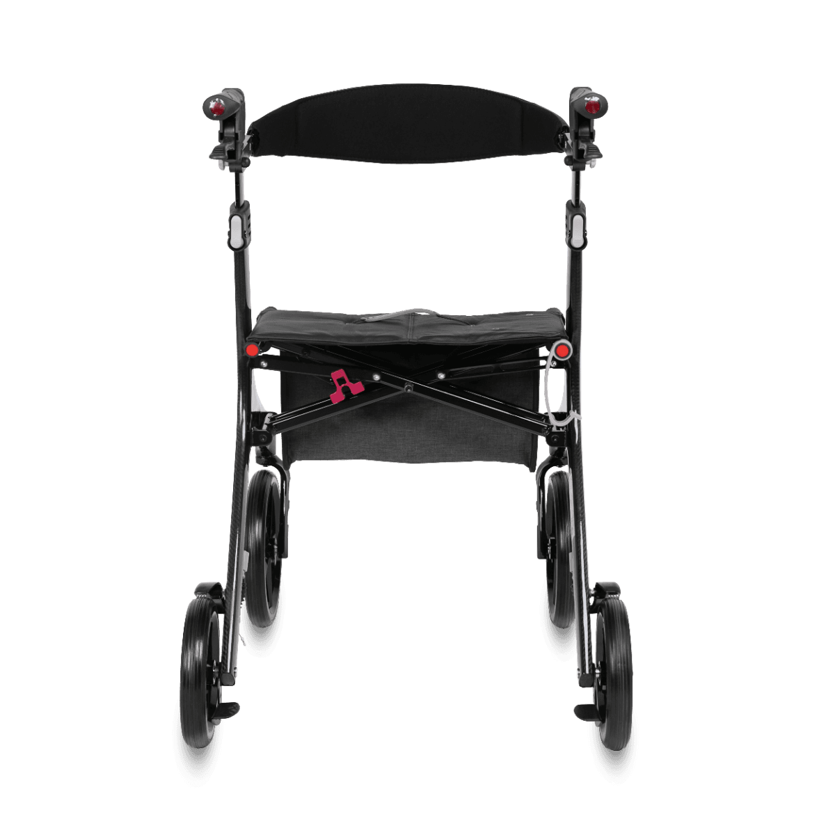 Travixx Carbon lichtgewicht rollator zwart achterkant dubbel kruisframe