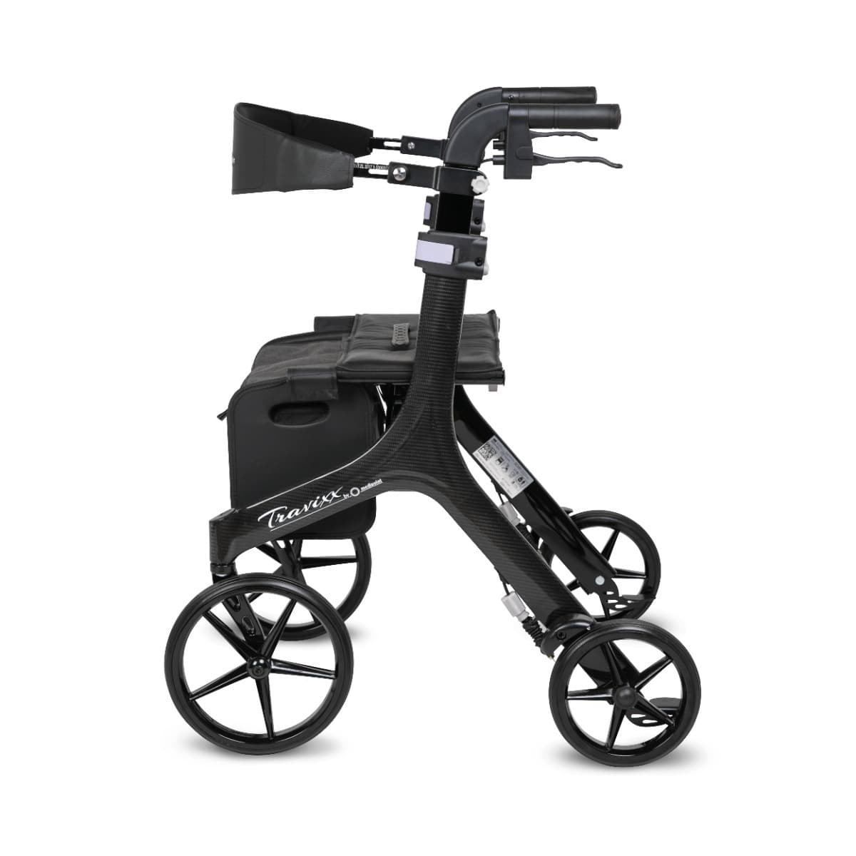 Travixx Carbon lichtgewicht rollator zwart zijkant